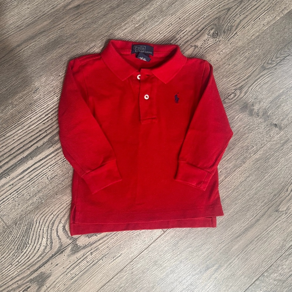 Ralph Lauren Kids Bright Red Polo Collard Shirt - Baby Boy 18M - Like New